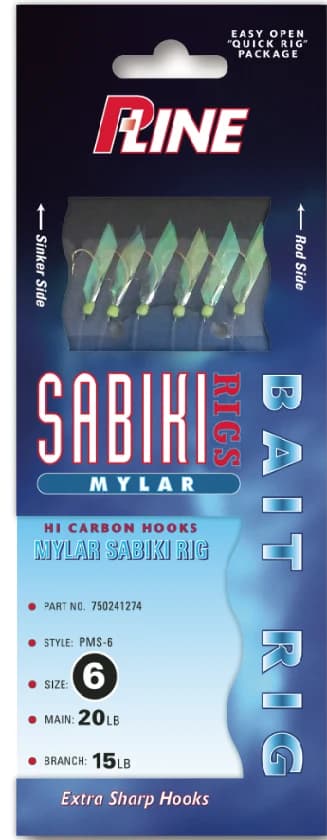 P-Line Sabiki Rig — Size 6, Mylar