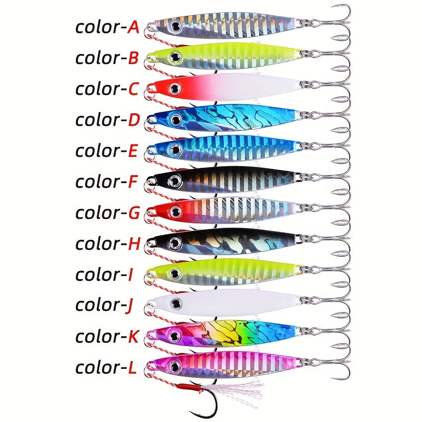 Ultimate Angler 12pc Laser Metal Jigs - High Catch Rate Saltwater Lures for Tuna, Bass, Salmon & Kingfish