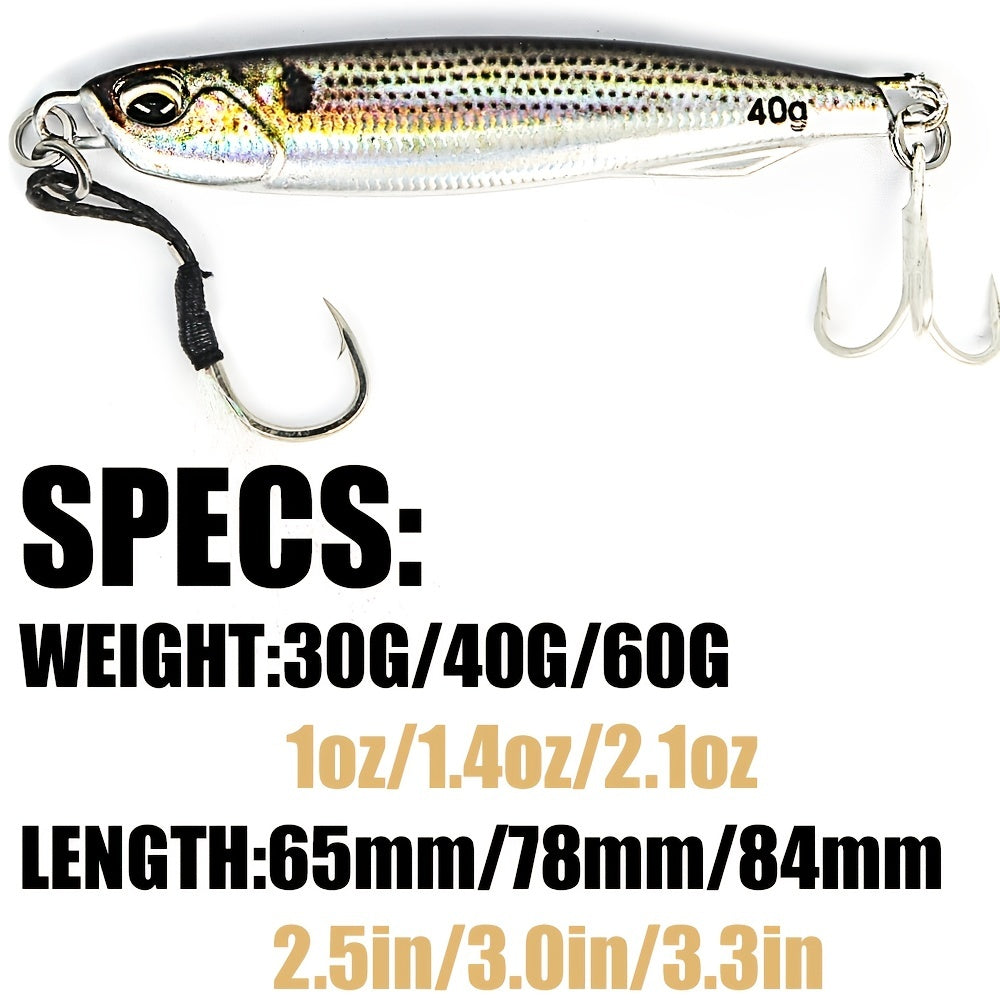 Ultimate Metal Cast Jig Spoon - Highly Realistic 3D Printed Saltwater Fishing Lure with Enhanced Durability, 30G/40G/60G Weight Options, and Artificial Bait Tackle for Increased Catch Rate