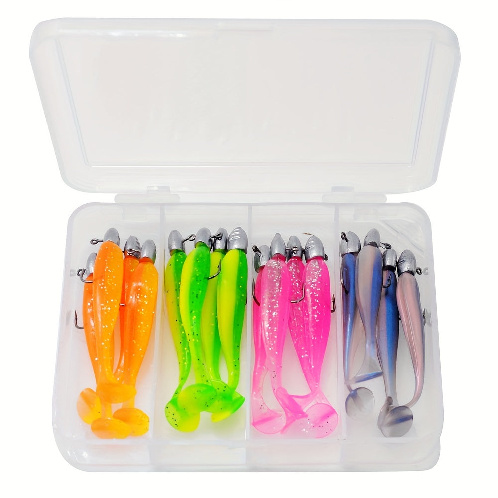 16pcs Soft Fishing Lure Kit with Lead Weights - Durable PVC Baits for Freshwater & Saltwater Angling