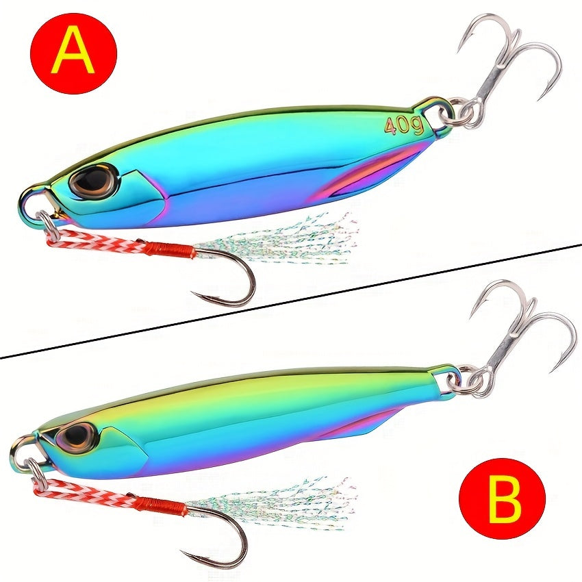 Colorful Metal Spoon Jigs with Hooks - Electroplated Fishing Lures for Freshwater and Saltwater Fishing - Available in 7g, 10g, 15g, 20g, 30g, and 40g - Essential Fishing Tackle Accessories