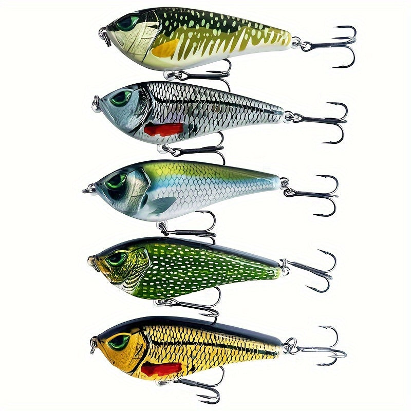 QQNAL Sinking Minnow Fishing Lure 40g, 5.04inch, ABS Deep Sea Hard Bait for Red Fish, Bass, Muskellunge, Catfish, Trout, Mackerel, Herring, Salmon, Snapper, and More, Lifelike Swim Action, Reflective Coating, Long Casting - 1