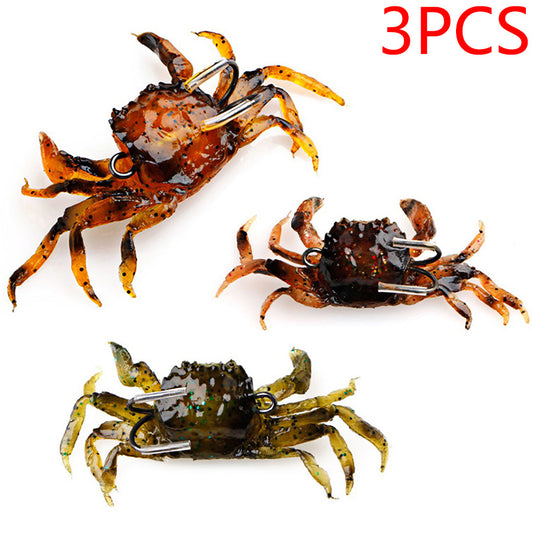 3pcs 3.94inch 3d Simulation Crab Fishing Baits For Octopus, Artificial Silicone Soft Fishing Lures With Hook For Saltwater, Winter Fishing Tackle