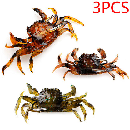 3pcs 3.94inch 3d Simulation Crab Fishing Baits For Octopus, Artificial Silicone Soft Fishing Lures With Hook For Saltwater, Winter Fishing Tackle