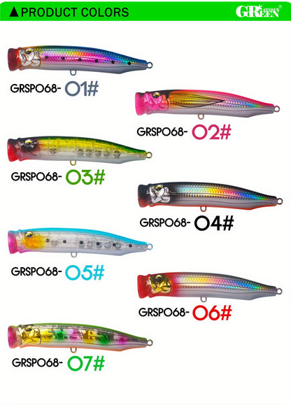 1 GRSPIDER Popper Fishing Lure: 5.91inch/60g Topwater Spinner Popper with 3D Bionic Fish Eye and Quality Treble Hook - Perfect for Tuna and Amberjack