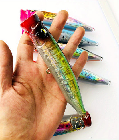 1 GRSPIDER Popper Fishing Lure: 5.91inch/60g Topwater Spinner Popper with 3D Bionic Fish Eye and Quality Treble Hook - Perfect for Tuna and Amberjack