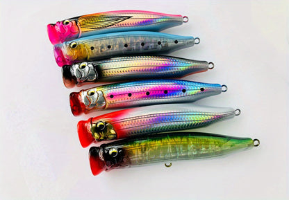 1 GRSPIDER Popper Fishing Lure: 5.91inch/60g Topwater Spinner Popper with 3D Bionic Fish Eye and Quality Treble Hook - Perfect for Tuna and Amberjack