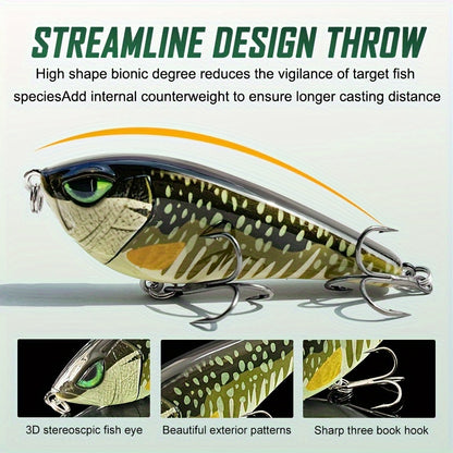 QQNAL Sinking Minnow Fishing Lure 40g, 5.04inch, ABS Deep Sea Hard Bait for Red Fish, Bass, Muskellunge, Catfish, Trout, Mackerel, Herring, Salmon, Snapper, and More, Lifelike Swim Action, Reflective Coating, Long Casting - 1