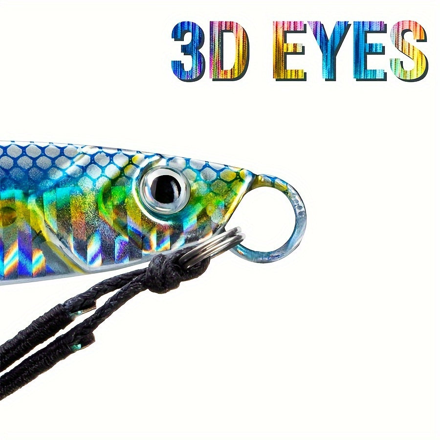 5-Pack Mixed Color Fishing Jigs 17g-60g Saltwater Metal Jigging Spoons with Assist Hooks, Perfect for Sea Fishing, Trout, and Artificial Bait - 3D Eyes Simulation, Strong Circle Hooks - Lead Material, Ideal for Christmas & Sp