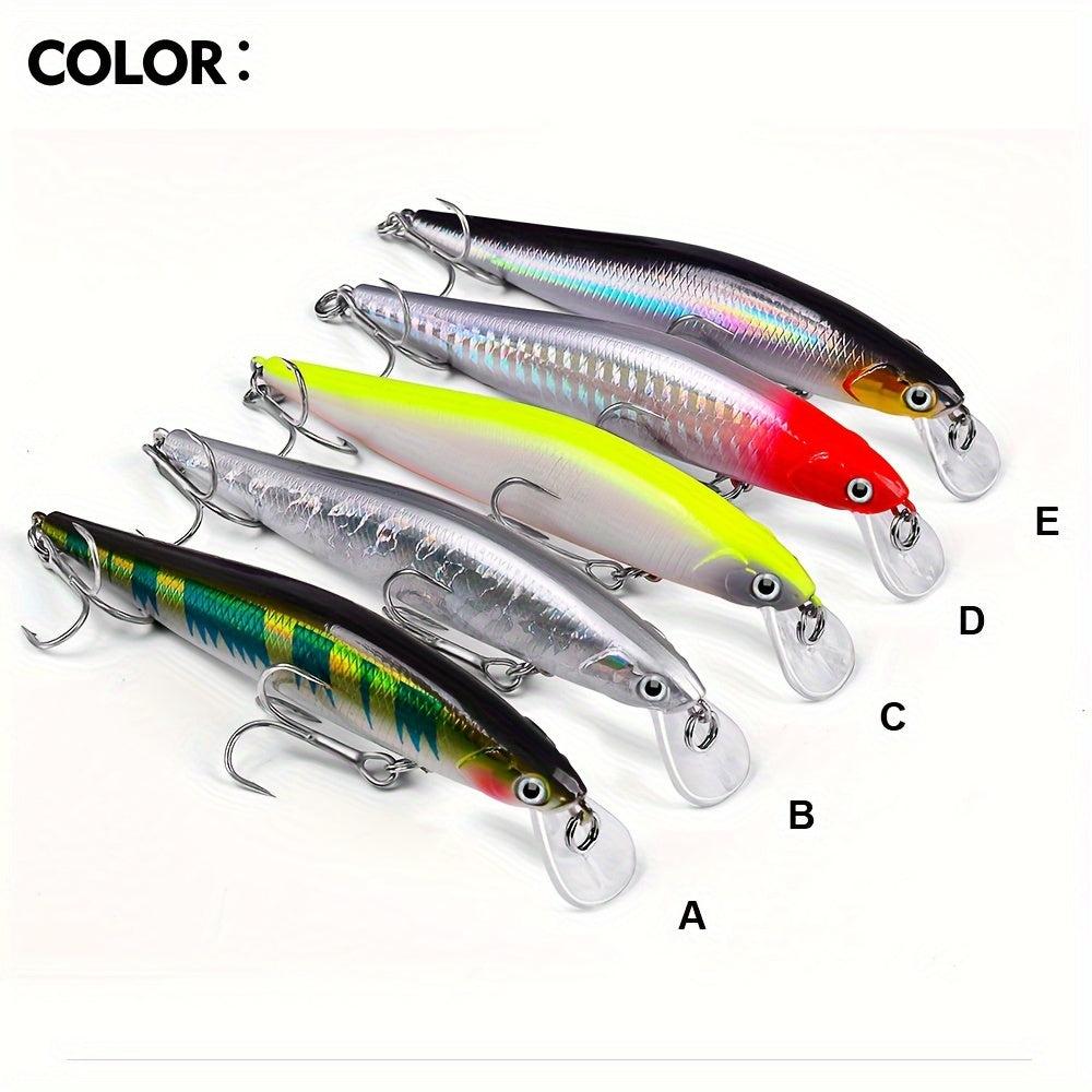 5pcs Premium Sinking Minnow Fishing Lures with Treble Hooks - Long Casting, Durable ABS Plastic for Trout, Bass, Perch, Walleye & Redfish - Mixed Colors