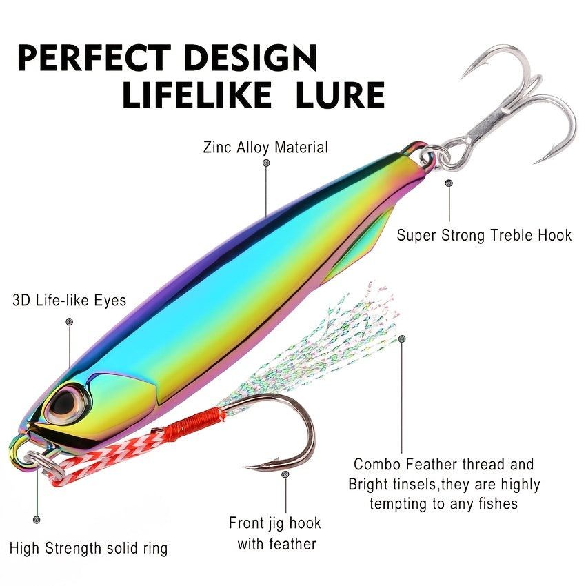 Colorful Metal Spoon Jigs with Hooks - Electroplated Fishing Lures for Freshwater and Saltwater Fishing - Available in 7g, 10g, 15g, 20g, 30g, and 40g - Essential Fishing Tackle Accessories