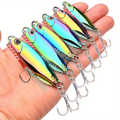 Colorful Metal Spoon Jigs with Hooks - Electroplated Fishing Lures for Freshwater and Saltwater Fishing - Available in 7g, 10g, 15g, 20g, 30g, and 40g - Essential Fishing Tackle Accessories