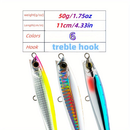 1pc Submerged Pencil Lure, 1.76oz/4.33inch Sea Fishing Bait, Long Casting Pencil, Vibration Sinking Minnow, Artificial Bait For Bass