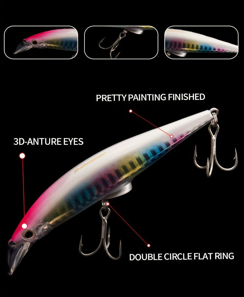 3pcs/box Giant Realistic Sinking Minnow Lure - Long Distance Casting, Lifelike Swimming Action, Durable Hard Bait for Perch, Bass, Trout Sea Fishing - Premium Sea Fishing Tackle for Anglers