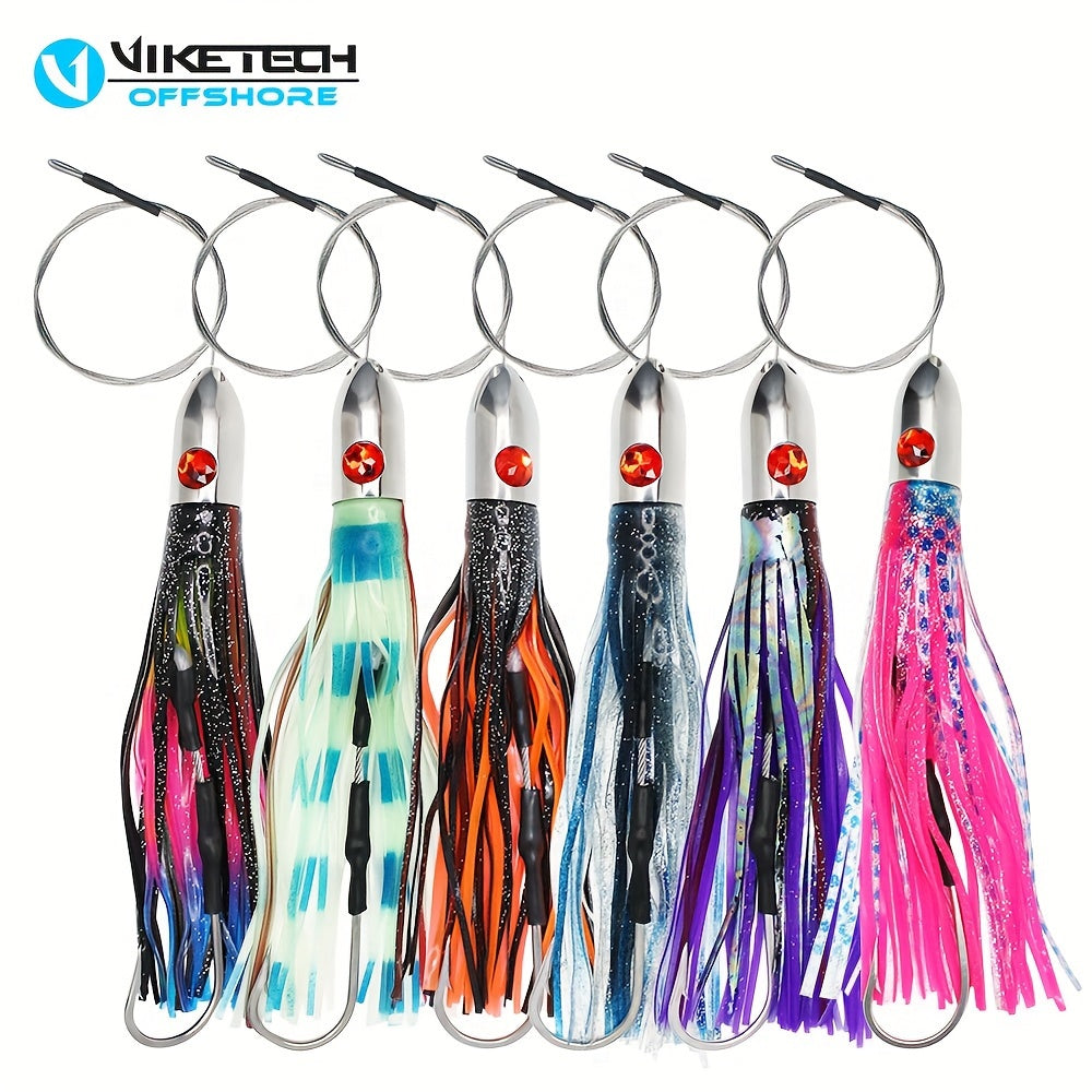 Viketech Offshore Fishing Trolling Lure with Stainless Steel Head And 49 Strands Cable - Suitable for Redfish, Muskfish, Catfish, Trout, Mackerel, Cod, Snapper, Barracuda, Salmon, And More - Perfect Father'S Day Gift for Fish