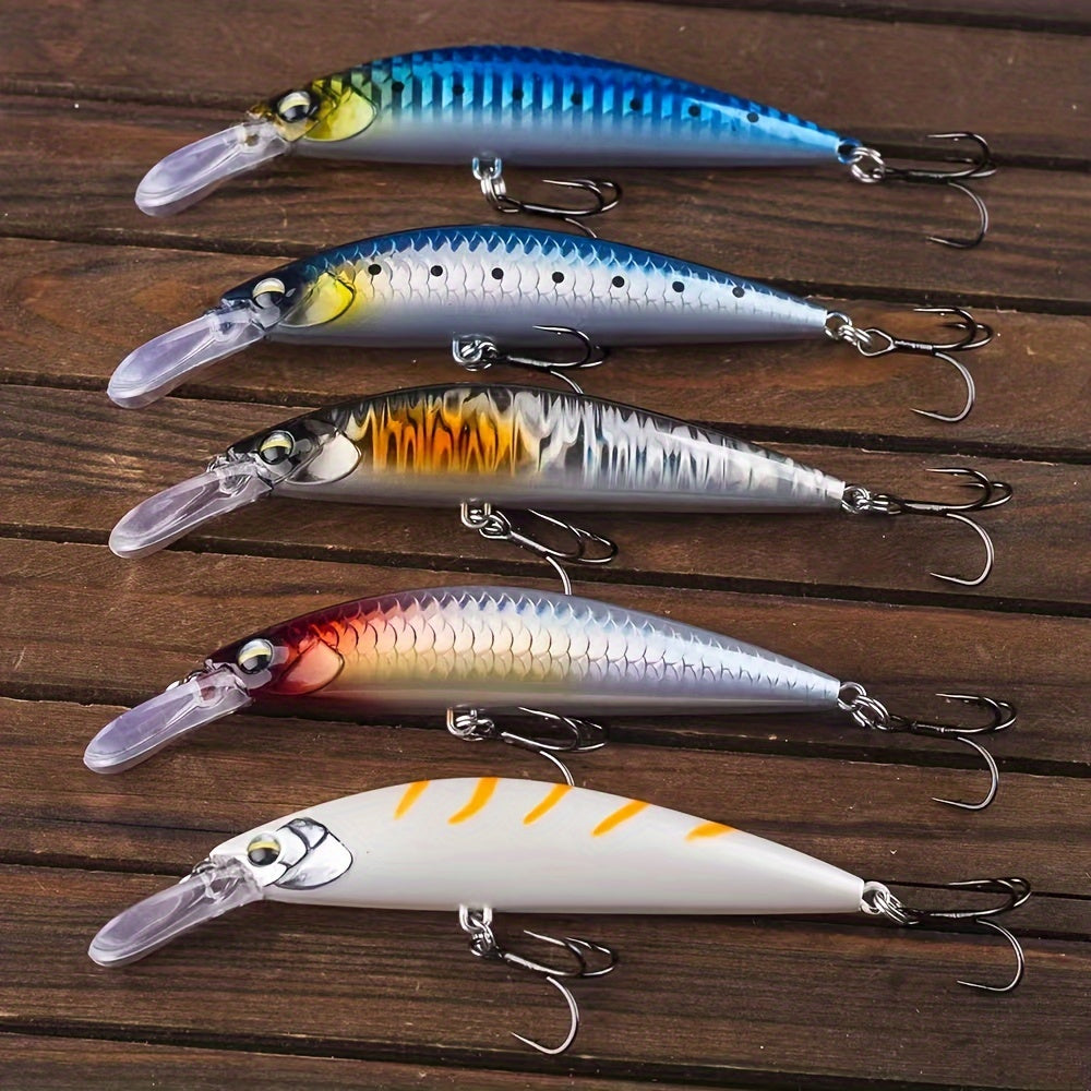 1PC Long Cast Minnow Fishing Lure 4.33 Inch 29g Silent Sinking ABS Plastic Bait with 3D Holographic Eyes and Bright Tin Hooks