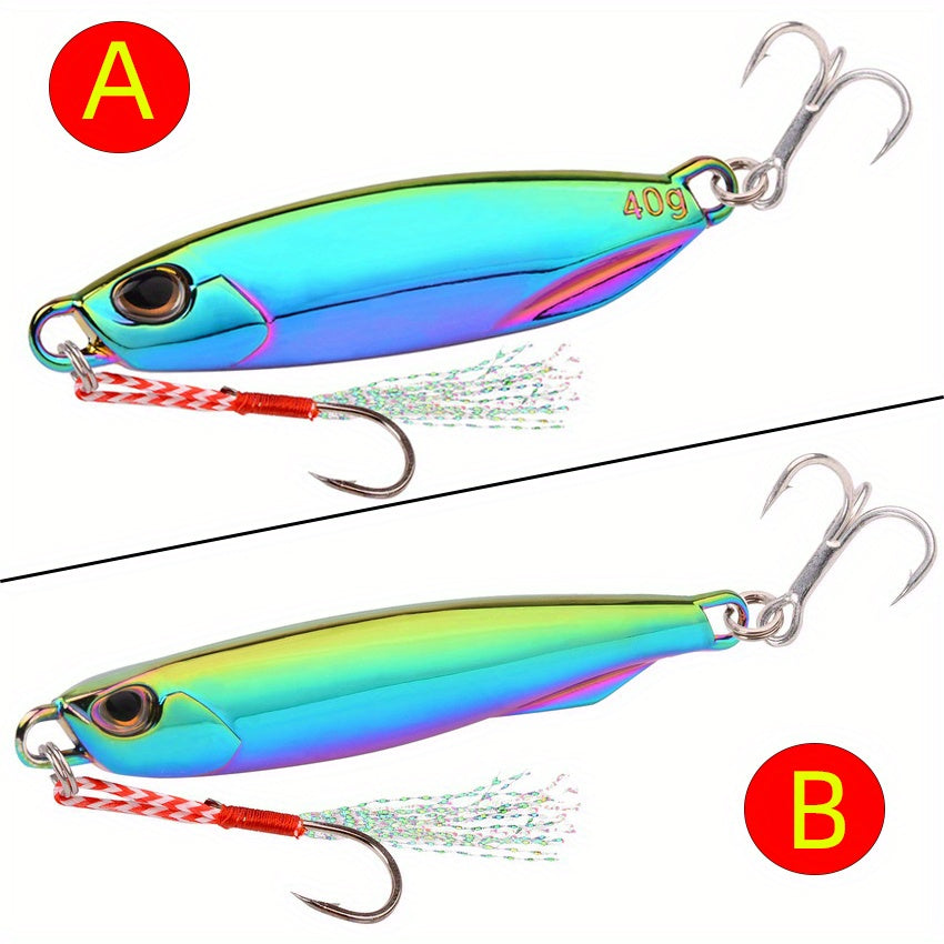 Colorful Metal Spoon Jigs with Hooks - Electroplated Fishing Lures for Freshwater and Saltwater Fishing - Available in 7g, 10g, 15g, 20g, 30g, and 40g - Essential Fishing Tackle Accessories