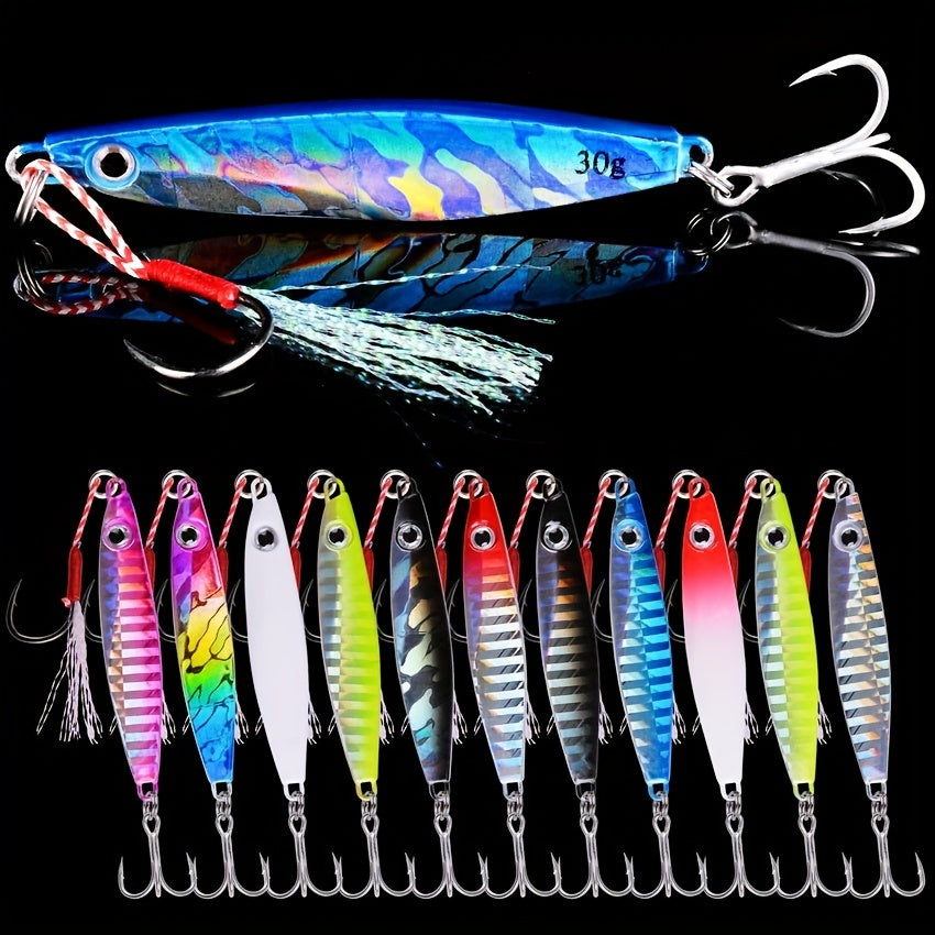 Ultimate Angler 12pc Laser Metal Jigs - High Catch Rate Saltwater Lures for Tuna, Bass, Salmon & Kingfish