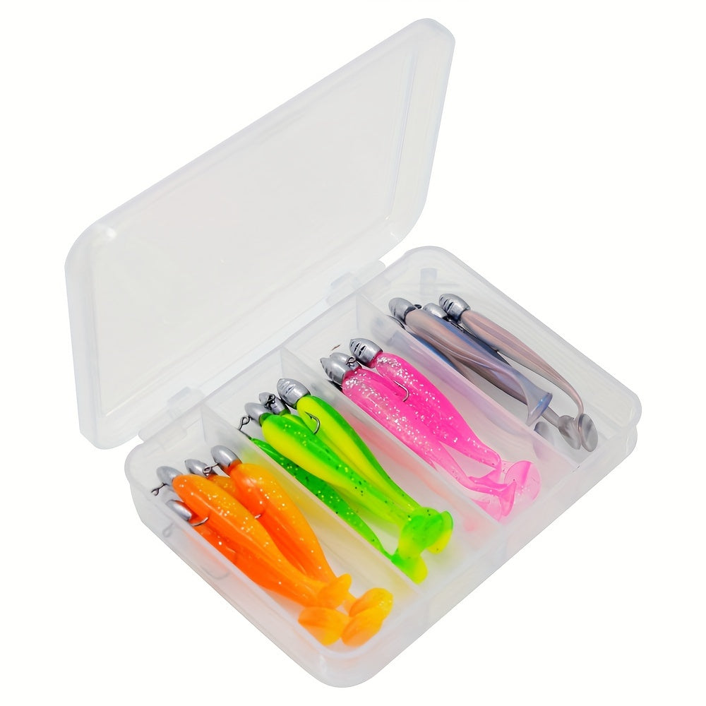 16pcs Soft Fishing Lure Kit with Lead Weights - Durable PVC Baits for Freshwater & Saltwater Angling