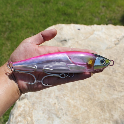 2024 Topwater Fishing Lures, Single Pack, 7.48inch 100g, Long Casting Surface Minnow with Realistic Design, ABS Material, Built-in Flash Blade, Dual Propeller System