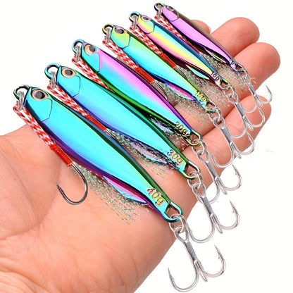 Colorful Metal Spoon Jigs with Hooks - Electroplated Fishing Lures for Freshwater and Saltwater Fishing - Available in 7g, 10g, 15g, 20g, 30g, and 40g - Essential Fishing Tackle Accessories