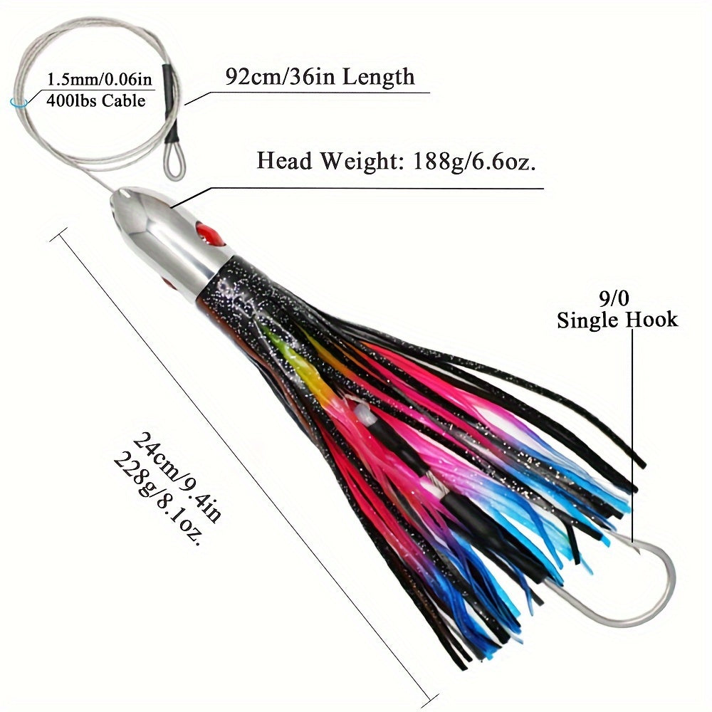 Viketech Offshore Fishing Trolling Lure with Stainless Steel Head And 49 Strands Cable - Suitable for Redfish, Muskfish, Catfish, Trout, Mackerel, Cod, Snapper, Barracuda, Salmon, And More - Perfect Father'S Day Gift for Fish