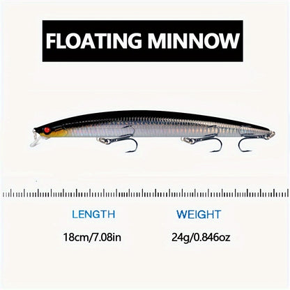 5pcs Premium Floating Minnow Fishing Lures, 24g - Durable ABS Material for Freshwater & Saltwater Angling