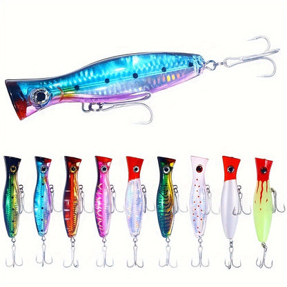 6pcs/9pcs Big Popper Fishing Set - Floating Topwater Lure with 43g Weight, 5.12in (13cm) Length, Saltwater and Sea Fishing Capability, Artificial Pike Tackle, Wobbler Fishing Lure, and Isca Bait