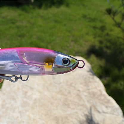 2024 Topwater Fishing Lures, Single Pack, 7.48inch 100g, Long Casting Surface Minnow with Realistic Design, ABS Material, Built-in Flash Blade, Dual Propeller System