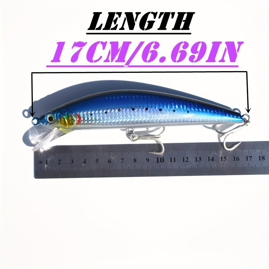 Premium Long-Cast Sinking Minnow Lure with 4X Reinforced Hooks - 6.69inch/80g, Bionic Bait for Freshwater & Saltwater Fishing