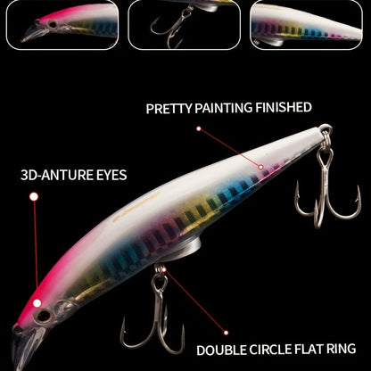 3pcs/box Giant Realistic Sinking Minnow Lure - Long Distance Casting, Lifelike Swimming Action, Durable Hard Bait for Perch, Bass, Trout Sea Fishing - Premium Sea Fishing Tackle for Anglers