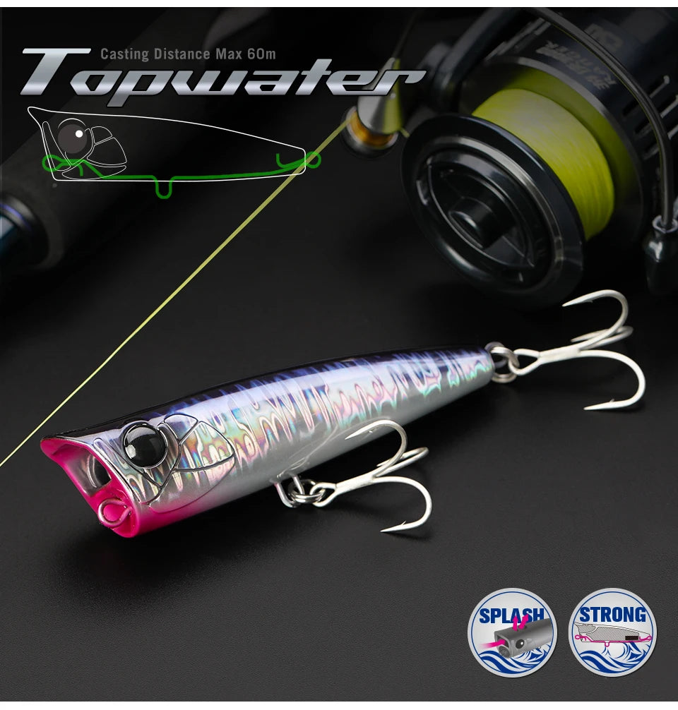 TSURINOYA 90F Topwater Popper Fishing Lure 90mm 23g DASHER Surface Floating Hard Bait For Saltwater Power Fishing SW Game Model