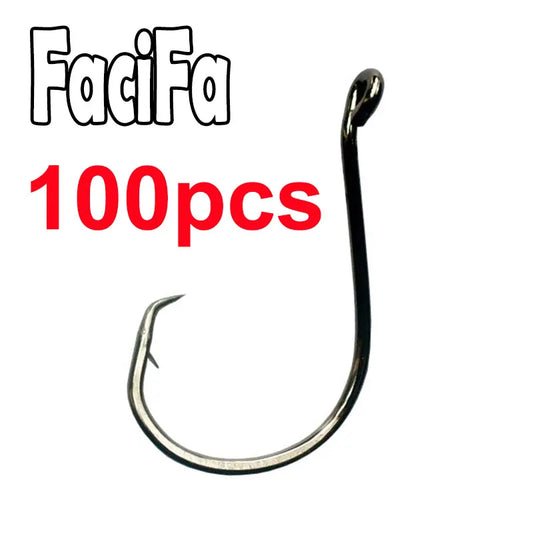 100 pcs Octopus Offset Sport Circle Fishing Hook Carp Fishhook Jig Big Barbed Fish Hook High Carbon Steel Fishing Hook