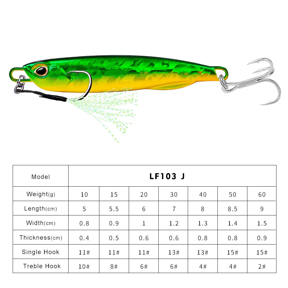 Hot Metal Jig Fishing Lure Weights 10g-60g Trolling Hard Bait Bass Fishing Bait Tackle Trout Jigging Lure Jigs Saltwater Lures