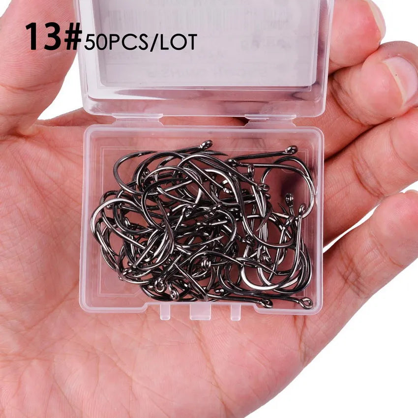 50pcs / 20pcs / Box Circle Carp Eyed Fishing Hook Size 2-22# Ring eye Japan Fishhooks Fishing Hooks Single Jig Fish Hook Tackle