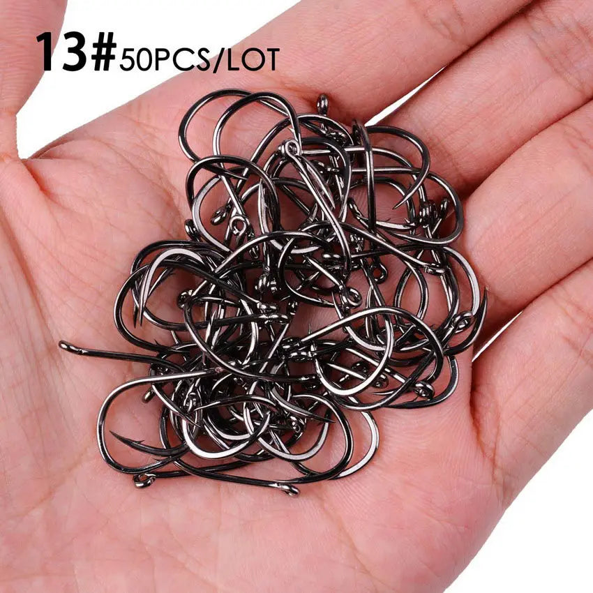 50pcs / 20pcs / Box Circle Carp Eyed Fishing Hook Size 2-22# Ring eye Japan Fishhooks Fishing Hooks Single Jig Fish Hook Tackle