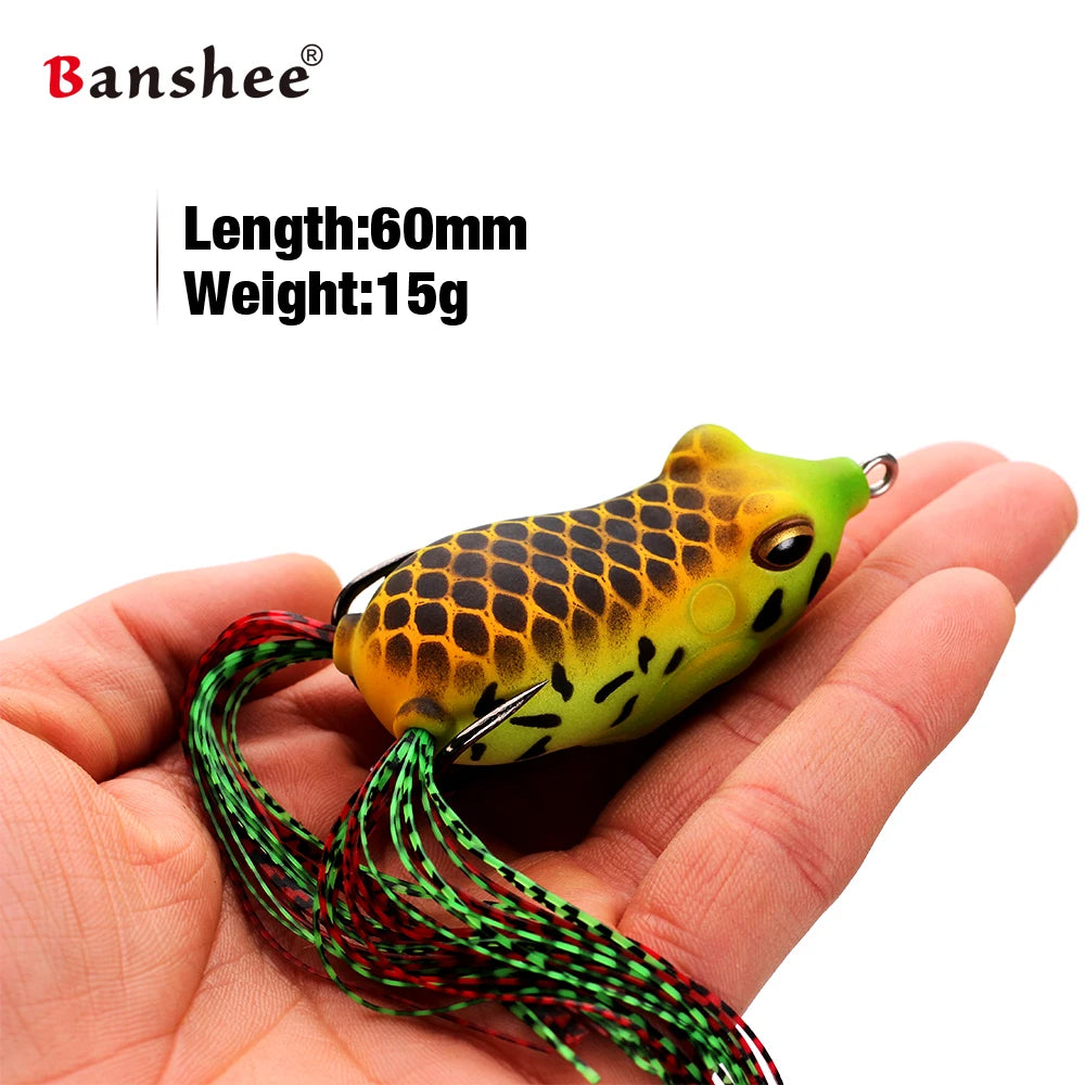 Banshee 15g 60mm BF01 Big size Top water fishing lure Natural painting soft bait hollow live life 3D frog