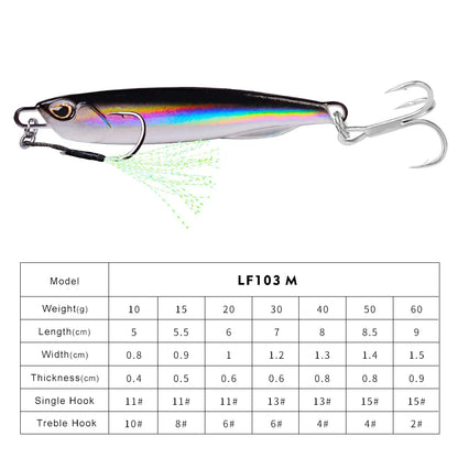 Hot Metal Jig Fishing Lure Weights 10g-60g Trolling Hard Bait Bass Fishing Bait Tackle Trout Jigging Lure Jigs Saltwater Lures