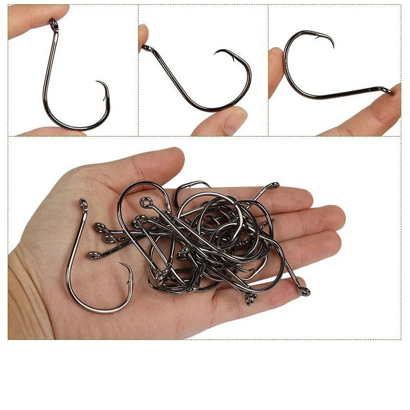 100 pcs Octopus Offset Sport Circle Fishing Hook Carp Fishhook Jig Big Barbed Fish Hook High Carbon Steel Fishing Hook