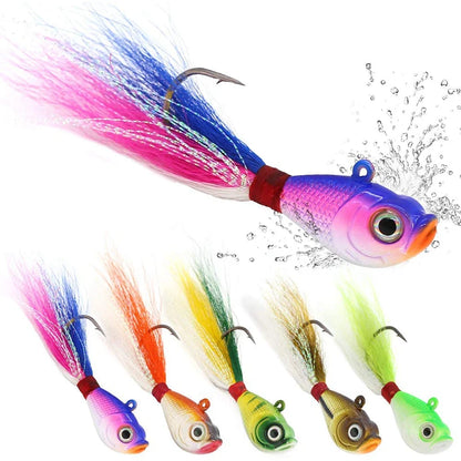 Inchiku Jig Head Sea Fishing Wobbler Bait Multicolor Trout Bass Jig Fishing Head Hook Fishing Bucktail Jig Fishing Accessories