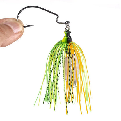 1pcs Fishing Lures 100mm 11g Blade Metal Bait With Rubber Skirt Artificial Wobbler Buzzbait Jigging Lure Spinner Spoon For Pike