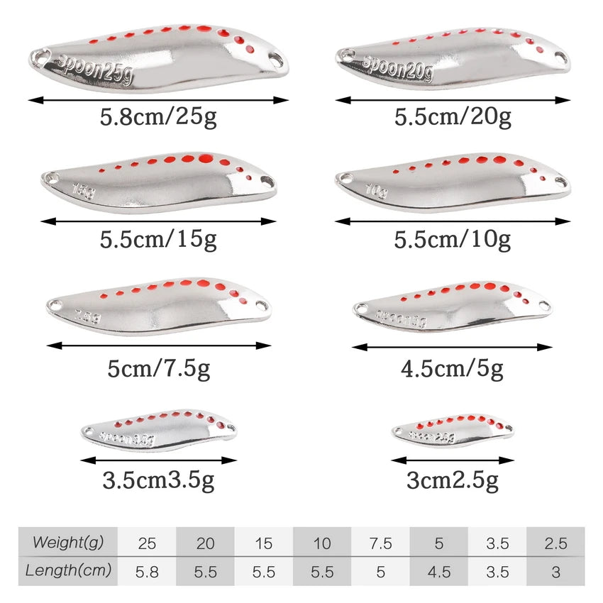 Metal Vib Leech Spinners Spoon Lures 2.5g 5g 7.5g 10g 15g 20g 25g 30g Artificial Bait Lure Fishing Tackle for Bass Pike Perch