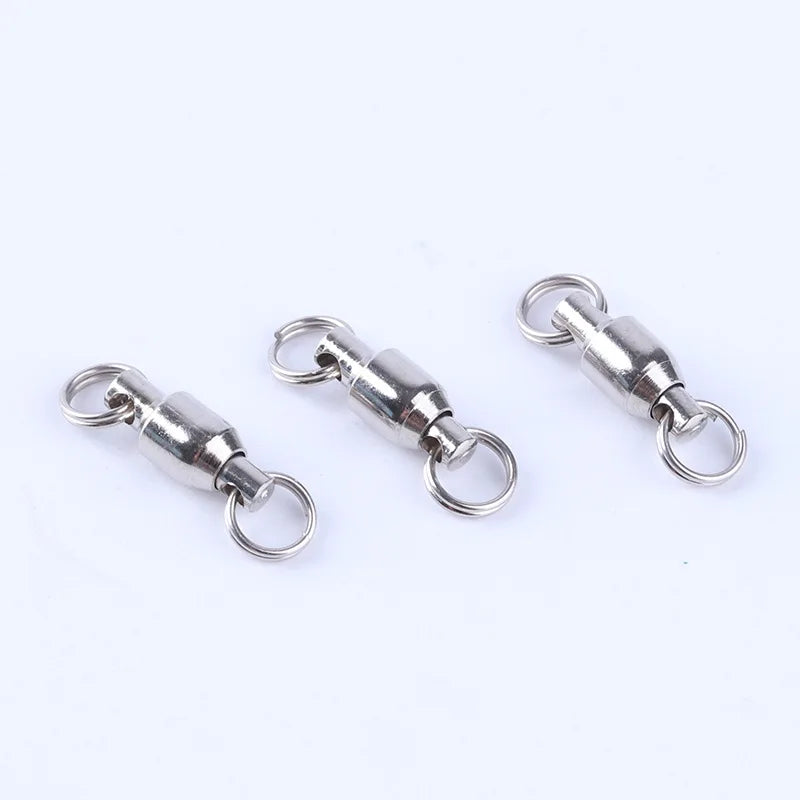 10pcs Fishing Swivel Heavy Duty Ball Bearing Connector Rolling Stainless Steel Solid Ring Hook Connector Fish Tacke Accessories