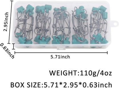 30PCS Fishing Line Sinker Slide High-Strength Braid Line Sinker Slider with Duo-Lock Snap Sinker Weight Connectors