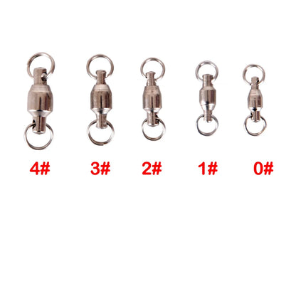 10pcs Fishing Swivel Heavy Duty Ball Bearing Connector Rolling Stainless Steel Solid Ring Hook Connector Fish Tacke Accessories