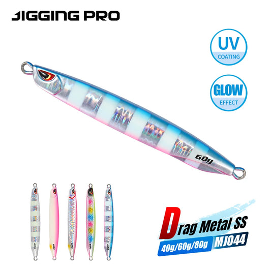 JIGGING PRO Drag Metal Cast 40g 60g 80g Metal Jig Shore Jigging Lure Sea Fishing Bait Casting Fishing Lure