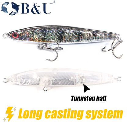 B&U Sinking Pencil Jerk Fishing Lure Wobbler Bass Fish Tackle Hard Lures Fishing Accessories Saltwater Lures Trolling Fish Bait