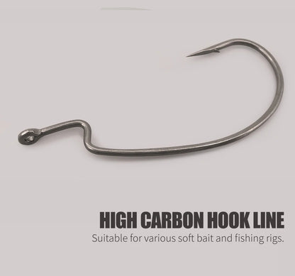 LUREHOLIC PTFE Super Slide Offset Hook Worm Hook Texas Rig Drop Shot Stainless Steel Worm Fishhook Fishing Accessories