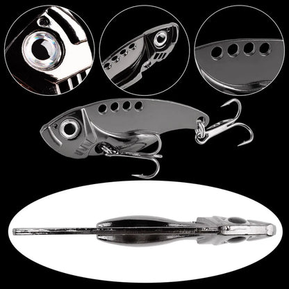 Fishing Lures Metal Vib Hard Adjustable Action Blade Bait Fishing Spoon Lures With 3D Red Eyes Hook Tackle 3g/7g/10g/15g dropshi