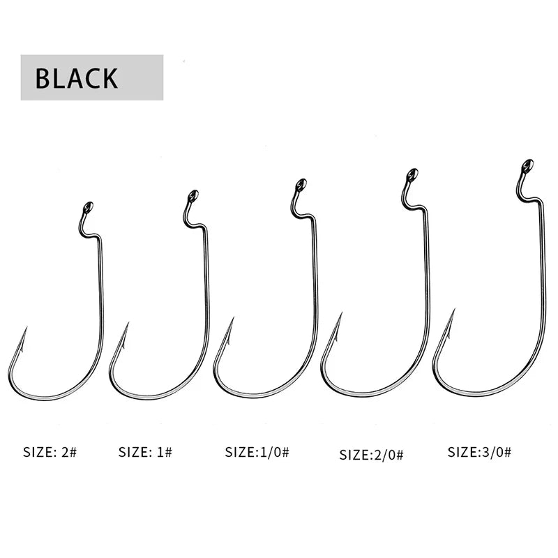 10 PCS BKK Wide Gap Worm Fishing Hook Jig Crank Offset High Carbon Steel Hook Barbed Fishhook For Soft Worm Bait Accessories